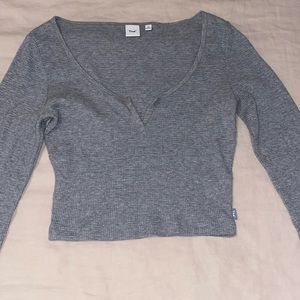 Aritzia TNA long sleeve waffle crop